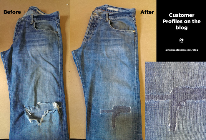 Denim Repair: Knee Blowout | Ginger Root Design